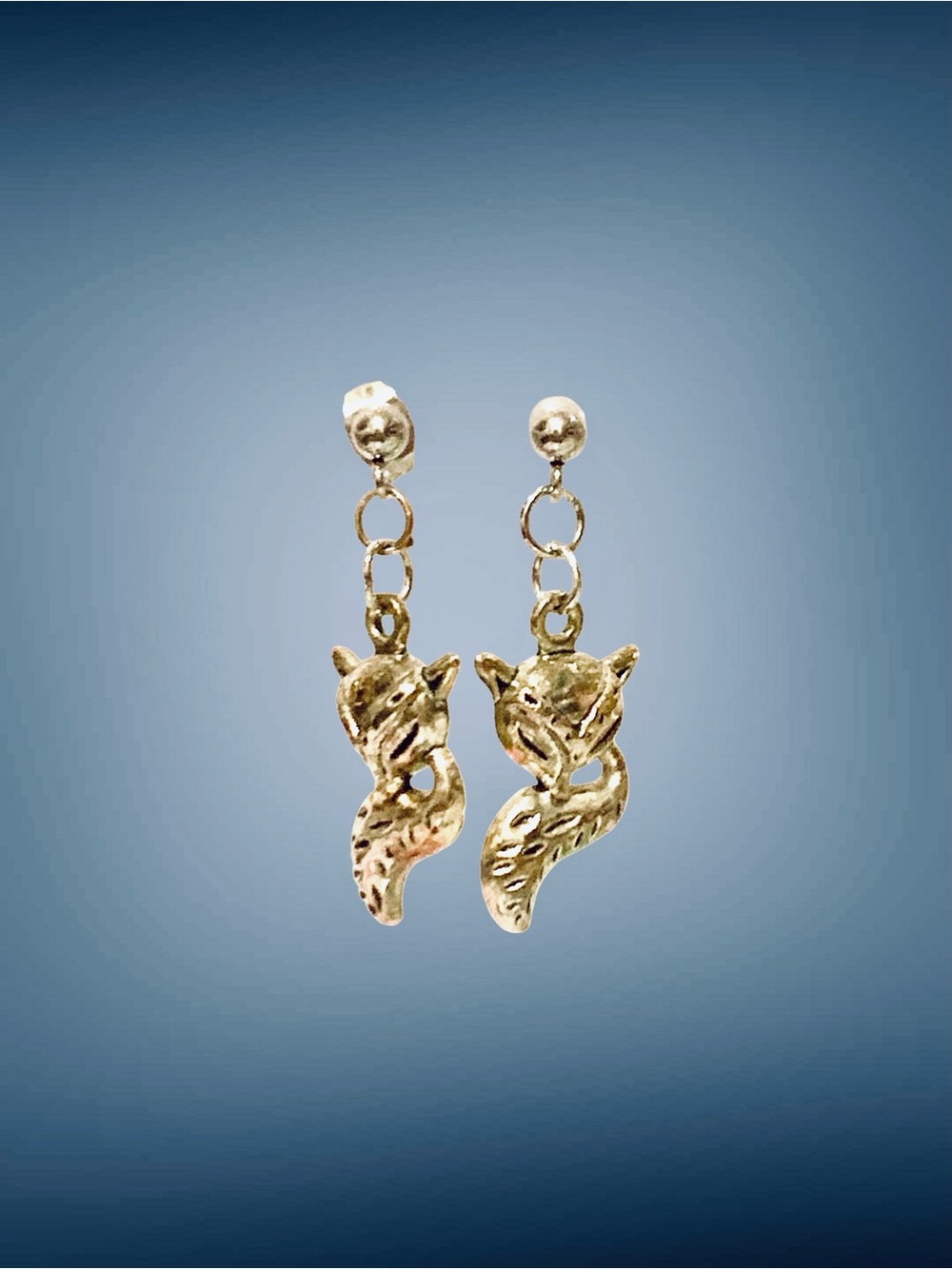 Silvertone Fox Charm Drop Earrings for Women